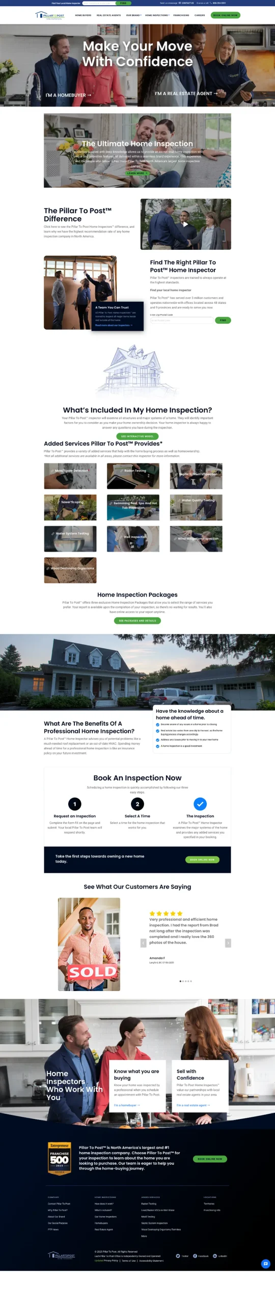 Screen shot of the full pillartopost.com home page