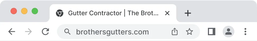 Image of a browser address bar with The Brothers that just do Gutters webpage in the URL.