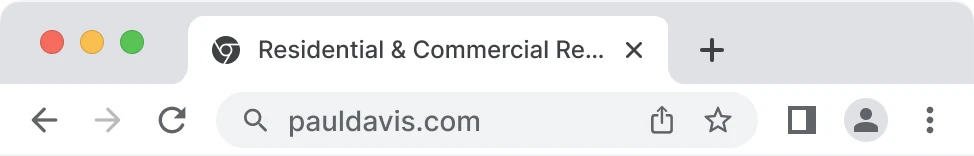Image of a browser address bar with Paul Davis webpage in the URL.